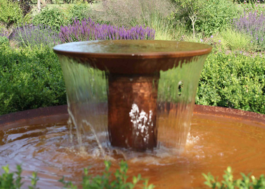 Rusty Corten Steel Water Feature Metal Bowl Water Feature For Interior