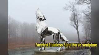 Modern Geometric Galloping Sculpture — Mirror Polished Stainless Steel Art Statue for Luxury G