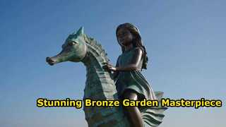 Life-Size Bronze Girl Riding Seahorse Statue