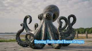 Handcrafted Bronze Giant Octopus Statue | Coastal & Nautical Home Office Decoration