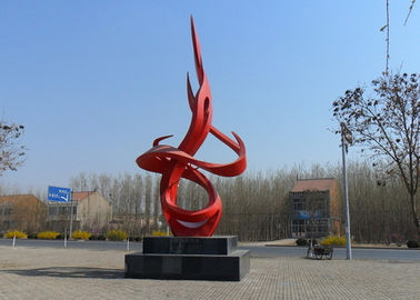 China Contemporary Red Painted Metal Sculpture Stainless Steel Dancing Flame Shape supplier
