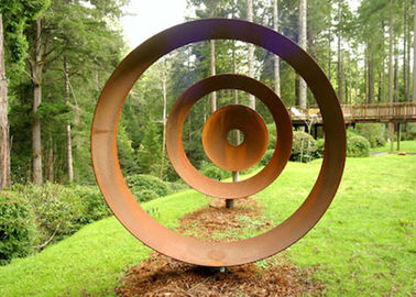 China Laser Cut Rusty Outdoor Corten Steel Sculpture For Garden Decoration Circle Shape supplier