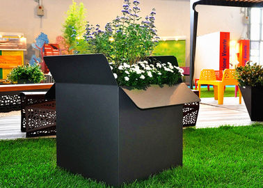 China Painted Black Square Stainless Steel Planters Waterproof American Style  supplier