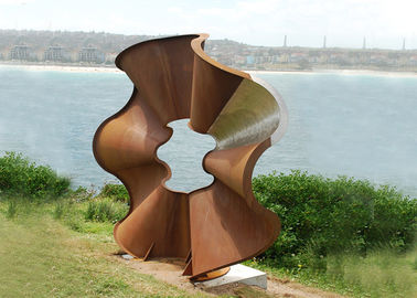 China Beautiful Flower Shape Corten Steel Sculpture Modern Style For Outdoor supplier