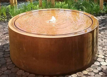 China Forging Technique Corten Steel Water Table , Metal Yard Art Round Water Table supplier