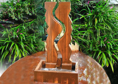China Geometric Decorative Corten Steel Water Feature Large Size For Yard / Garden supplier