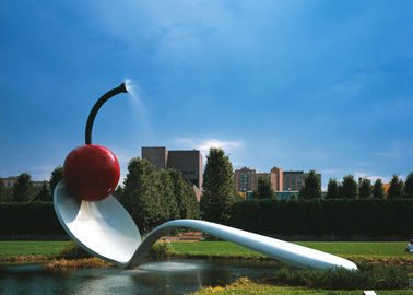China Large Painted Spoon Sculpture Stainless Steel Water Feature Unique Design supplier
