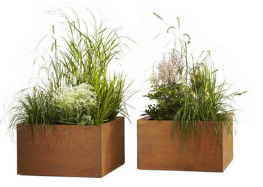 China Contemporary Metal Planters Large Flower Pots Corten Steel Material supplier