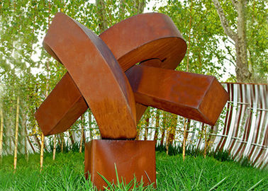 China Abstract Rusted Metal Sculpture , Contemporary Rusted Steel Garden Art supplier