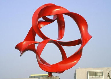 Red Painted Metal Sphere Sculpture , Decorative Metal Sculptures Large