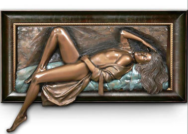 China Woman Relaxing Bronze Relief Sculpture Decorative OEM / ODM Acceptable supplier