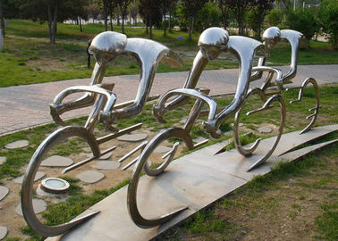 China Metal Abstract Cyclist Sculpture Stainless Steel For Garden Decoration supplier