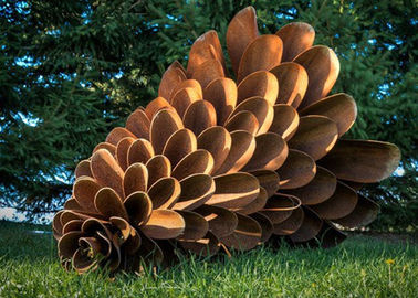 Corten Steel Rusty Pine Cone Sculpture , Modern Metal Landscape Sculpture