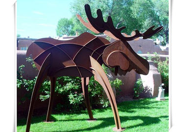 Animals Corten Steel Moose Statue , Abstract Style Rusted Steel Garden Art