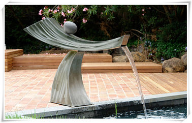 Pool Ornaments Waterfall Fountain , Stainless Water Feature For The Garden