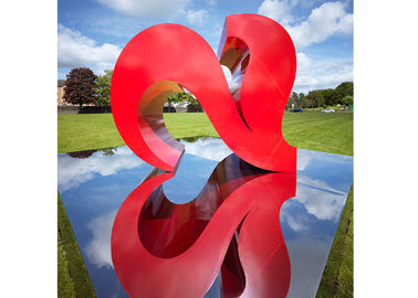 China Red Color Painted Modern Garden Sculptures City Decoration Stainless Steel Heart Shaped supplier
