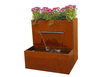 China Waterfall Herb Planter Corten Steel Water Feature For Outside Garden Decor supplier