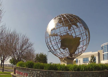 China Metal Stainless Steel Sculpture , Globe Sculpture 250cm Dia 2.5mm Thickness supplier