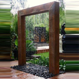 China Garden Decor Gate Design Corten Steel Fountain Water Feature Sculpture supplier