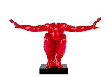 China Custom Size Color Red Painted Metal Sculpture Fiberglass Diver Sculpture supplier
