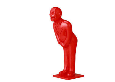Life Size Welcome Painted Metal Sculpture Red Bowing Man Fiberglass Sculpture