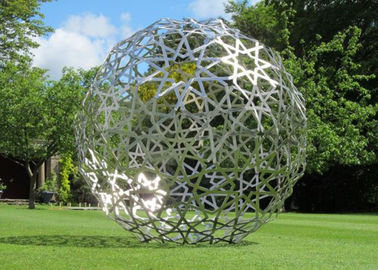 China Metal Garden Ornaments Sphere Sculpture Stainless Steel Hollow Design supplier