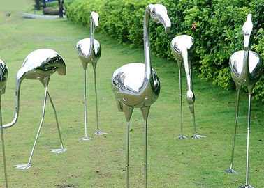 China Garden Decoration Polished Stainless Steel Sculpture Crane Sculpture 100cm Height supplier