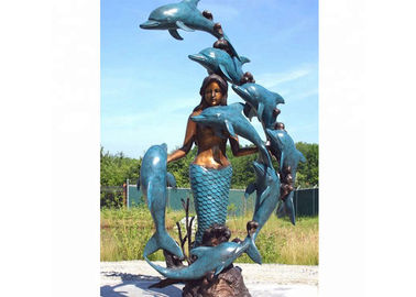 China Life Size Western Bronze Statue Dolphin And Mermaid Sculpture For Casting Finish supplier