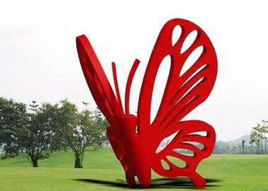China Contemporary Art Stainless Steel Garden Sculptures Large Red Butterfly supplier