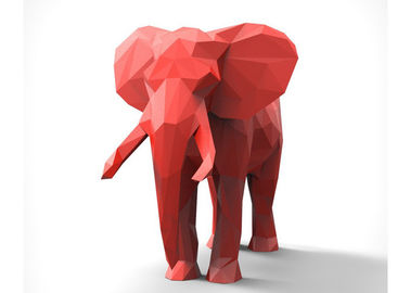 China Red Decoration Painted Metal Sculpture , Modern Steel Elephant Sculpture supplier