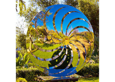 China 200 Cm Diameter Mirror Polished Windmill Sculpture Stainless Steel For Garden supplier