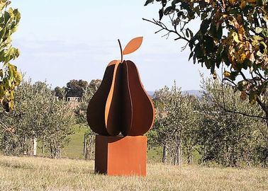 China Amazing Design Garden Art Rusty Corten Steel Sculpture Fruit Pear Sculpture supplier