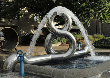 China 8 Shape Modern Stainless Steel Sculpture Fabrication Outdoor Water Fountain supplier