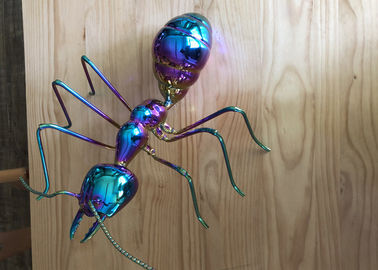 Colorful Table Decor Metal Ant Sculpture Stainless Steel Titanium Craft