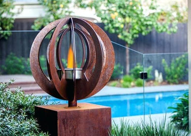 China Garden Decorations Contemporary Corten Steel Sculpture Fire Pit for Outdoor supplier