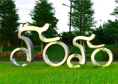 China Life Size Sport Sculpture Stainless Steel Cycling Sculpture Modern Style supplier