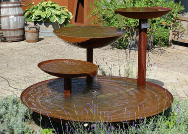 Cascading Outdoor Waterfall Corten Steel Water Feature Fountain For Garden
