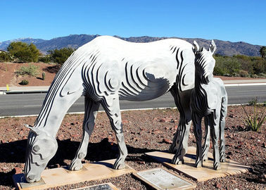 Life Size Horse Abstract Animal Sculpture Stainless Steel Matt Finish