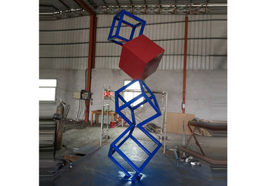 China Painted Cube Modern Art Stainless Steel Sculpture For Garden Decor supplier