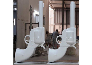 China Painted White Large Contemporary Public Metal Gun Sculpture for Outdoor supplier