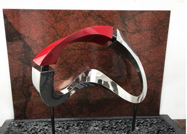 China Mirror Polished And Red Painted 50cm Stainless Steel Abstract Sculpture supplier