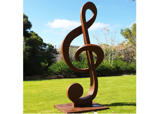China Custom Size Rusty Corten Steel Music Notes Sculpture For Garden supplier