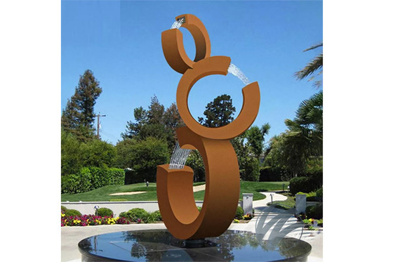 China Outdoor Modern Garden Rusty Corten Steel Water Fountain 3C Design supplier
