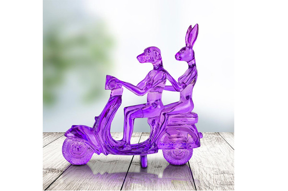Contemporary Garden Art Transparent Resin Rabbit Dog Outdoor Fiberglass Sculpture