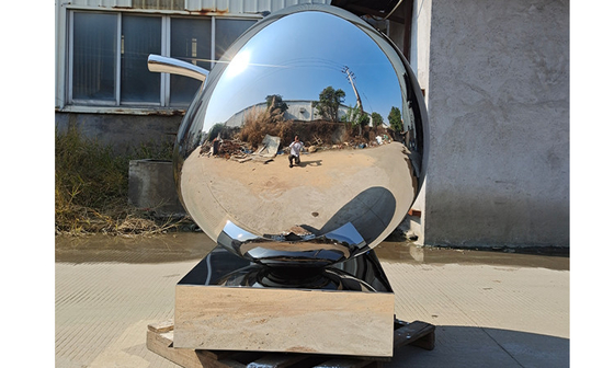 Large Polished Stainless Steel Outdoor Sculpture Fruit Apple
