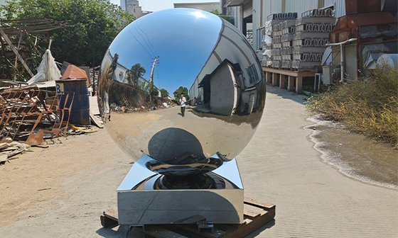 Large Polished Stainless Steel Outdoor Sculpture Fruit Apple