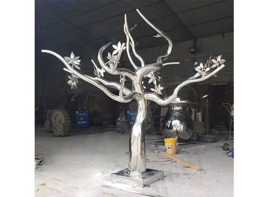 Outdoor Design Abstract Metal Mirror Stainless Steel Tree Sculpture