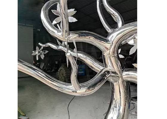 Outdoor Design Abstract Metal Mirror Stainless Steel Tree Sculpture
