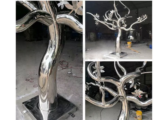 Outdoor Design Abstract Metal Mirror Stainless Steel Tree Sculpture