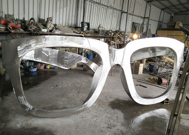 Metal Sculpture Art Giant Sunglasses Sculpture Stainless Steel With Pink Glasses